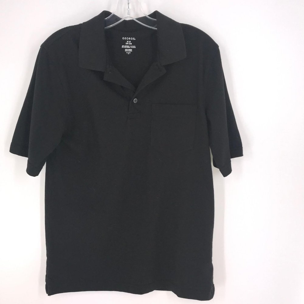 MENS GEORGE BLACK SHORT SLEEVE POLO